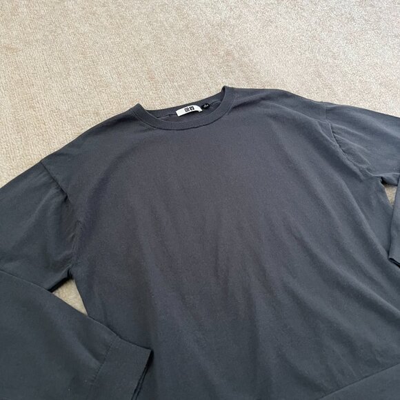 Uniqlo Grey Hilo Cotton Blend Sweater Knit Top M - Picture 3 of 10